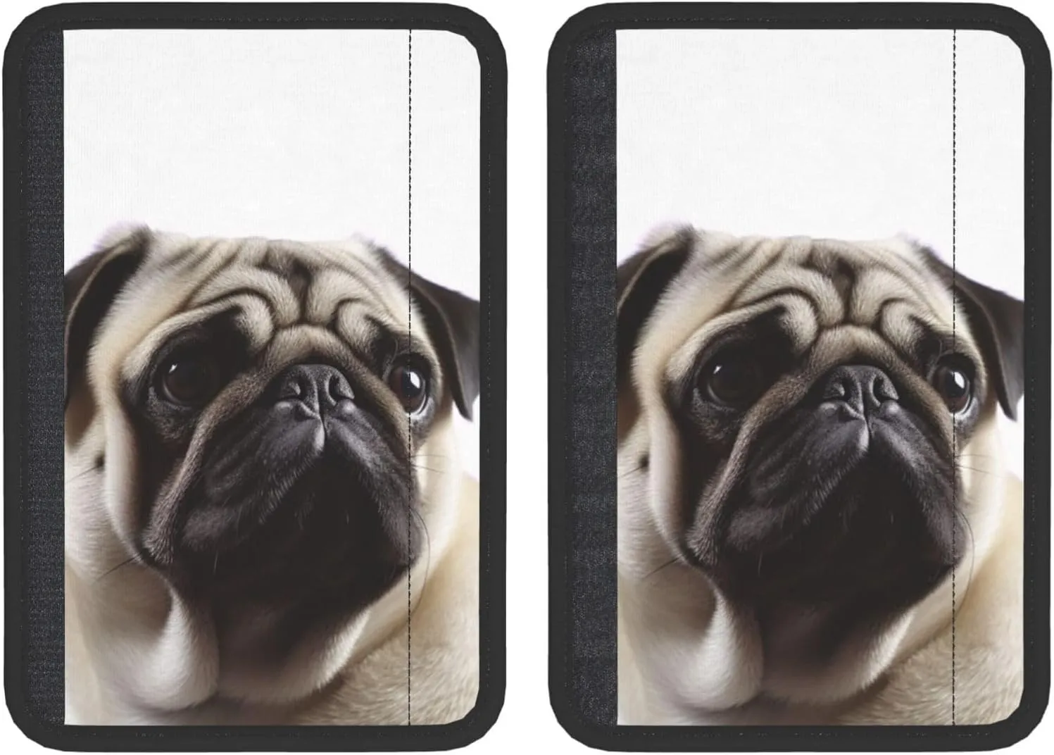 Pug Dog Car Seat Belt Pad 2 Pack Universal Fit Seatbelt Cover Soft and Comfortable Backpack Shoulder Pad Adjustable Neck Cushion Protector Harness Pad for Car Bag