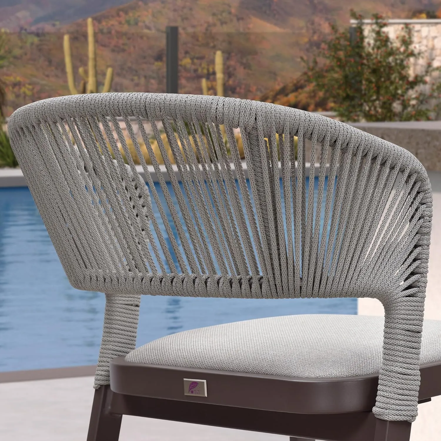 PURPLE LEAF Bar Stool Set of 2 Outdoor Bar Chairs with Footrest Bar Height Stools for Indoor Wicker Brown Barstools
