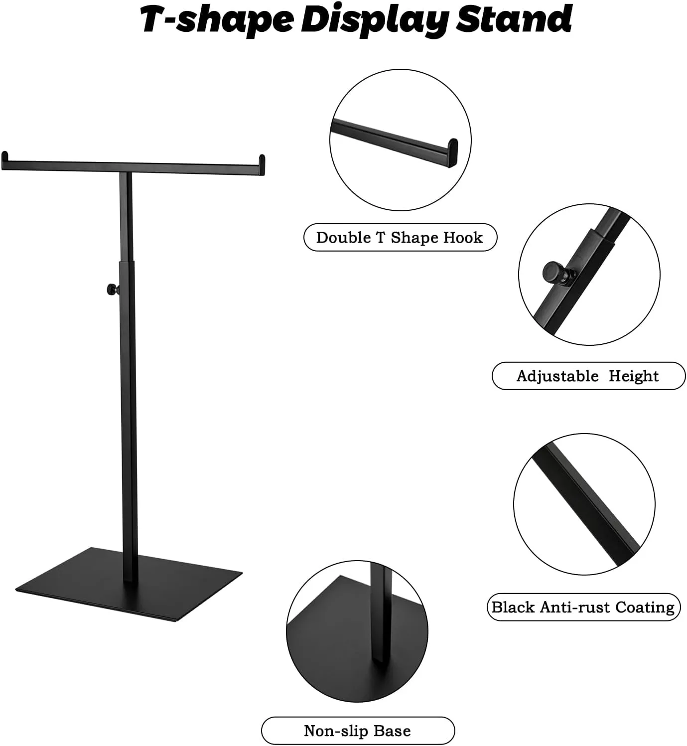 Purse Display Stand, Black 2PCS Jewelry Tower Stainless Steel Handbag Stand Jewelry Stands Tabletop for Necklaces Organizer Stand Adjustable Height Home Store Boutique