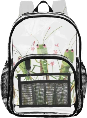PVC Insect Locusts Cartoon Boys Girls School See Through Bag Clear Transparent Waterproof Backpack