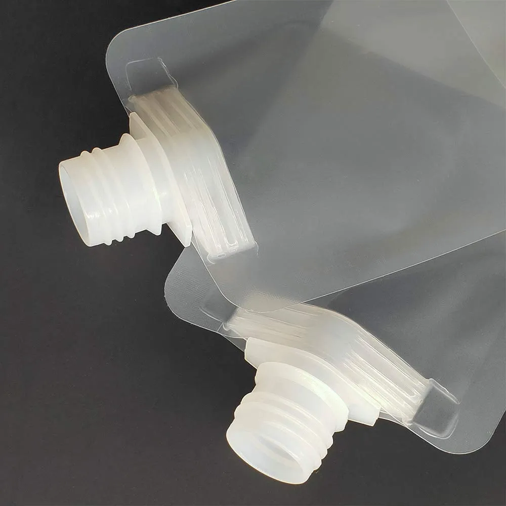 QQ Studio 50 Translucent Plastic Bottle Bags with Flip Open Cap and Stand Up Gusset for Skin Care Products and Hand Cleaning Solution (9x13cm | 3.38oz, Matte Frosted)