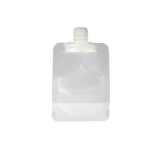 QQ Studio 50 Translucent Plastic Bottle Bags with Flip Open Cap and Stand Up Gusset for Skin Care Products and Hand Cleaning Solution (9x13cm | 3.38oz, Matte Frosted)
