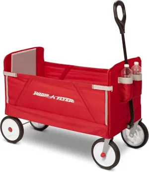 Radio Flyer 3-in-1 EZ Fold Wagon; Red Folding Wagon; Collapsible Wagon for Kids, Cargo, & Garden
