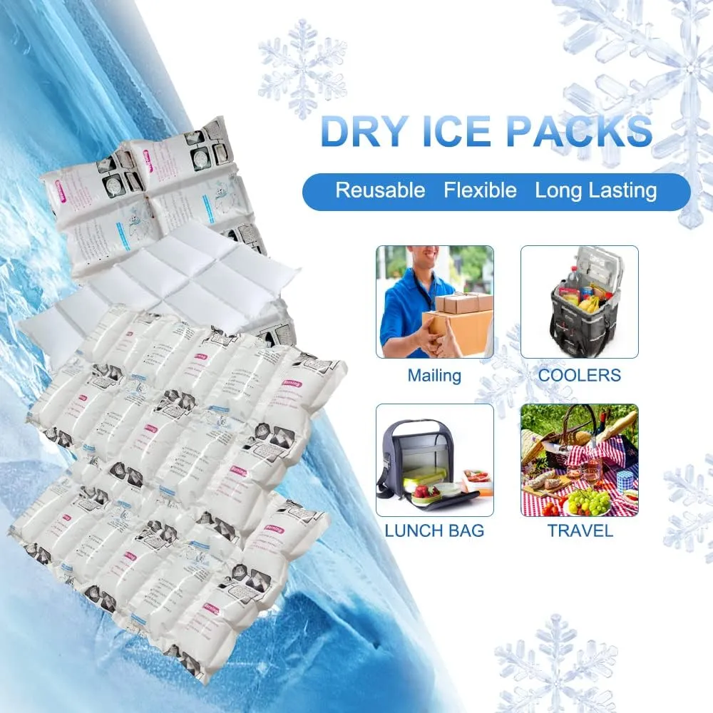 RAINBOW Dry Ice Packs for Shipping Long Lasting, Reusable Cold Ice Pack Sheets for Lunch Box, Flexible Dry Ice Packs for Coolers, Dry Ice for Shipping Frozen Food, 12 Ice Cells Each Sheet, 100 Sheets