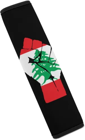 Raised Fist Lebanon Flag Car Seat Belt Cover Pad for Shoulder Bag Camera Soft Comfort Accessories