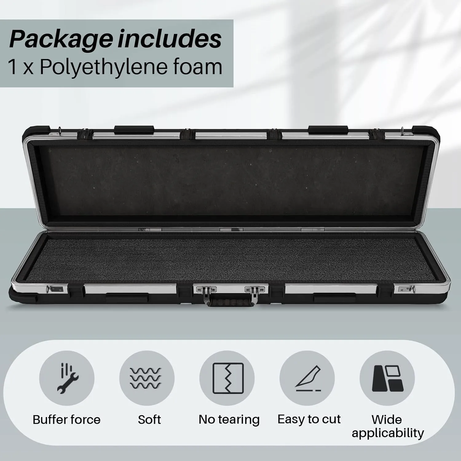 Ramede Customizable Polyethylene Foam Sheet Gun Foam Insert Pad Cushion for Gun Packing Case, Crafts, Transport, Toolbox Storage, Organization, DIY Projects(1 Piece,54 x 16 x 1.5 Inch)