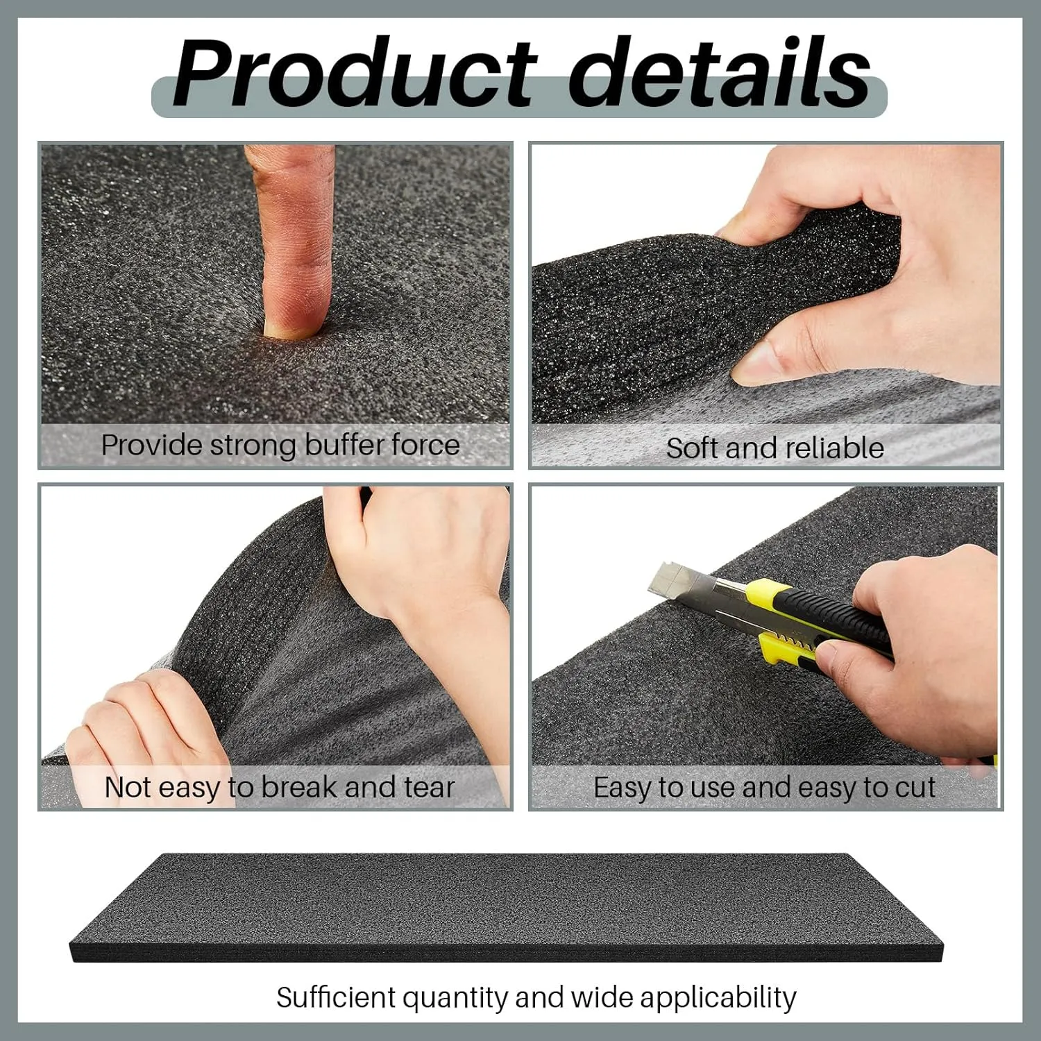 Ramede Customizable Polyethylene Foam Sheet Gun Foam Insert Pad Cushion for Gun Packing Case, Crafts, Transport, Toolbox Storage, Organization, DIY Projects(1 Piece,54 x 16 x 1.5 Inch)