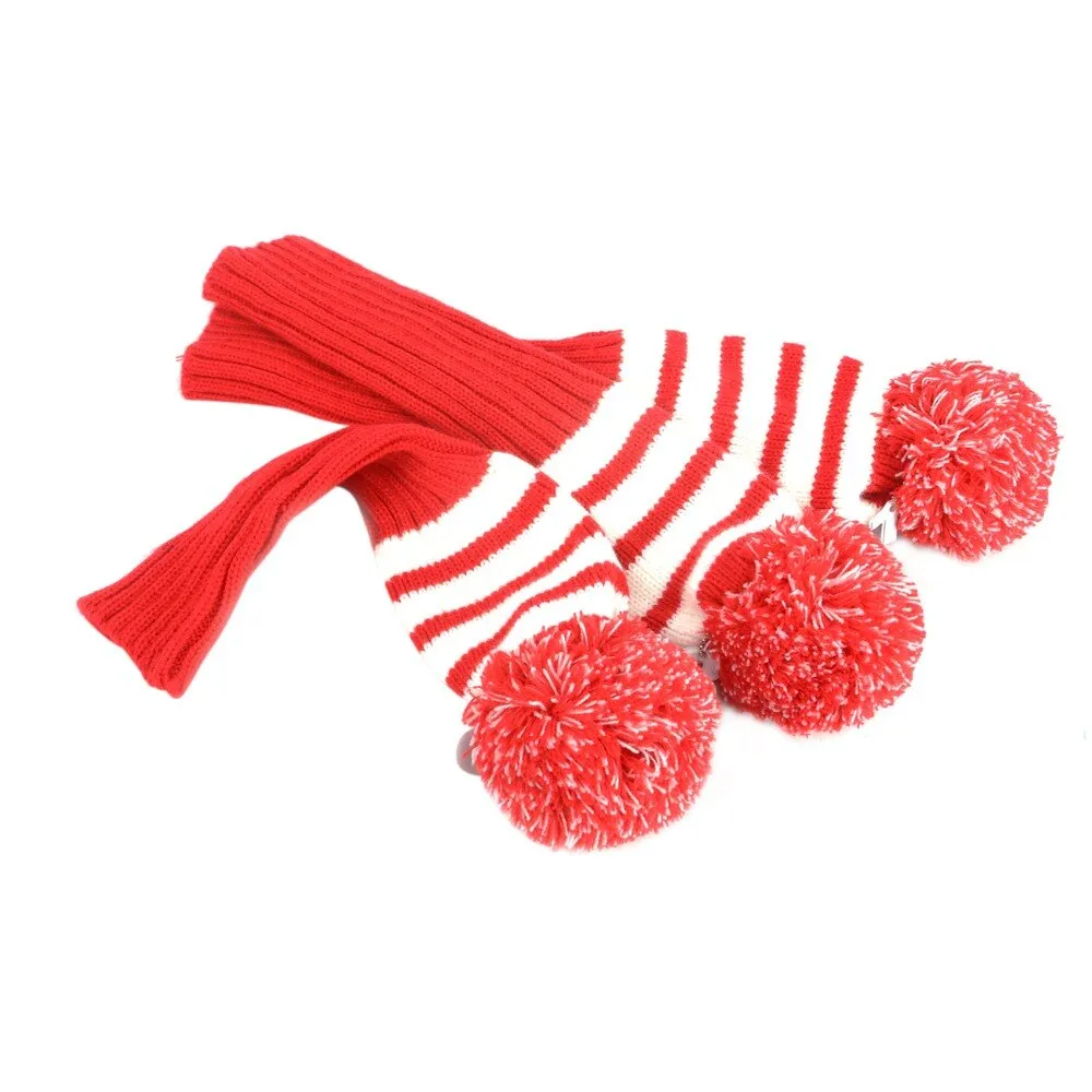 Red Knitting Golf Clubs Carrier Padded Clubs Head Cover Protection Storage Golf Gun Bag Holder