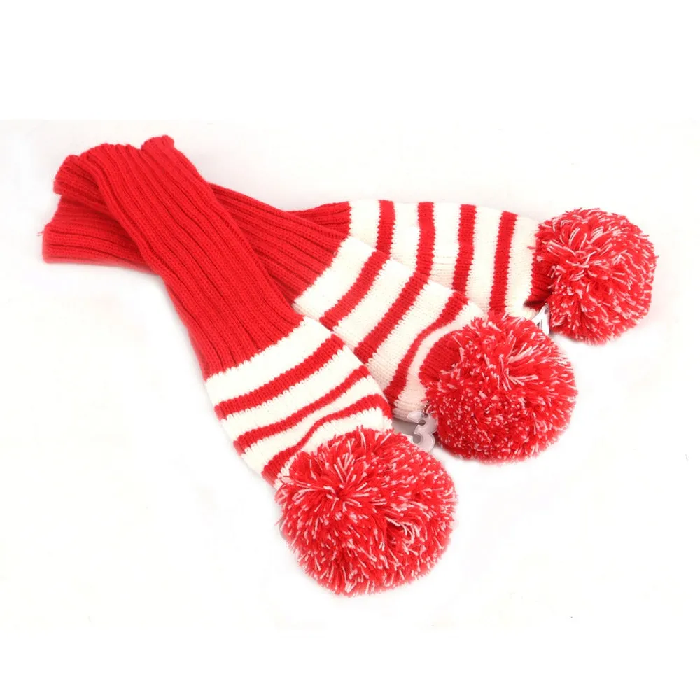 Red Knitting Golf Clubs Carrier Padded Clubs Head Cover Protection Storage Golf Gun Bag Holder