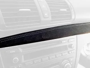 RedlineGoods Dash pad Cover Compatible with BMW 1-Series 2004-13. Tailor Made - not Universal. Genuine top-Grade Italian Black Leather with Red Thread