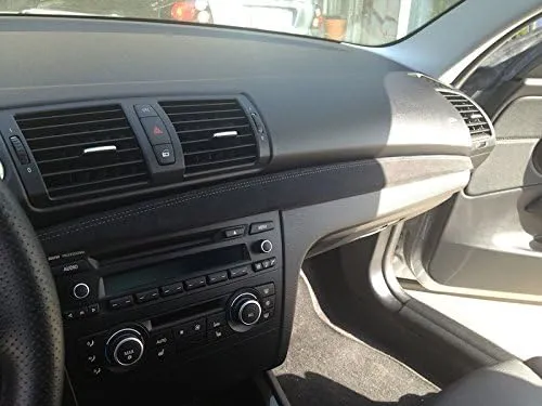RedlineGoods Dash pad Cover Compatible with BMW 1-Series 2004-13. Tailor Made - not Universal. Genuine top-Grade Italian Black Leather with Red Thread
