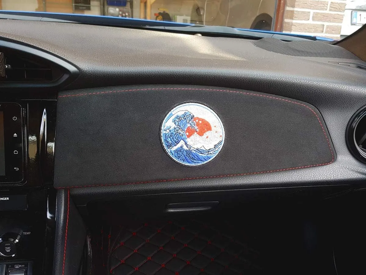 RedlineGoods Dash pad Cover Compatible with Subaru BRZ 2017-20. Tailor Made - not Universal. Genuine top-Grade Italian Black Suede (Alcantara) with Red Thread