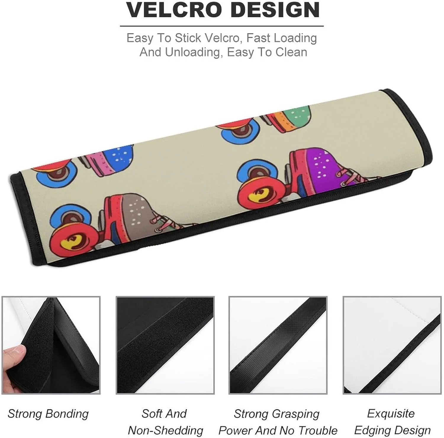 Retro Colorful Roller Skates Auto Seat Belt Cover 1PCS Universal Car Seat Belt Shoulder Protector Pad, Protect Your Shoulders and Neck for Car Seat Belt, Shoulder Bag, Backpack