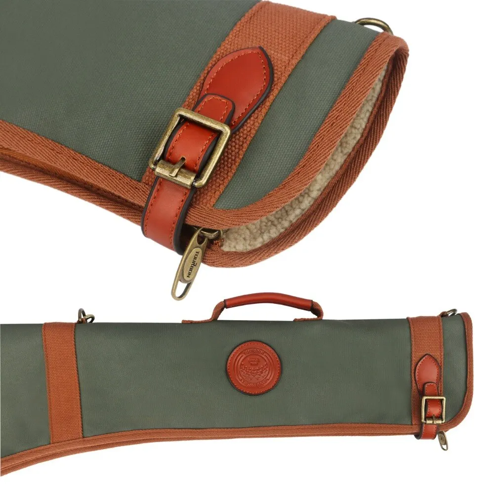 Retro Golf Club Carrier Pencil Style Golf Gun Bag Fleece Padded Clubs Cover 80CM Waxed Water Repellent Canvas & Leather