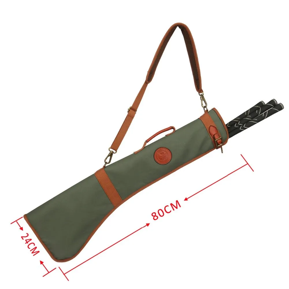 Retro Golf Club Carrier Pencil Style Golf Gun Bag Fleece Padded Clubs Cover 80CM Waxed Water Repellent Canvas & Leather