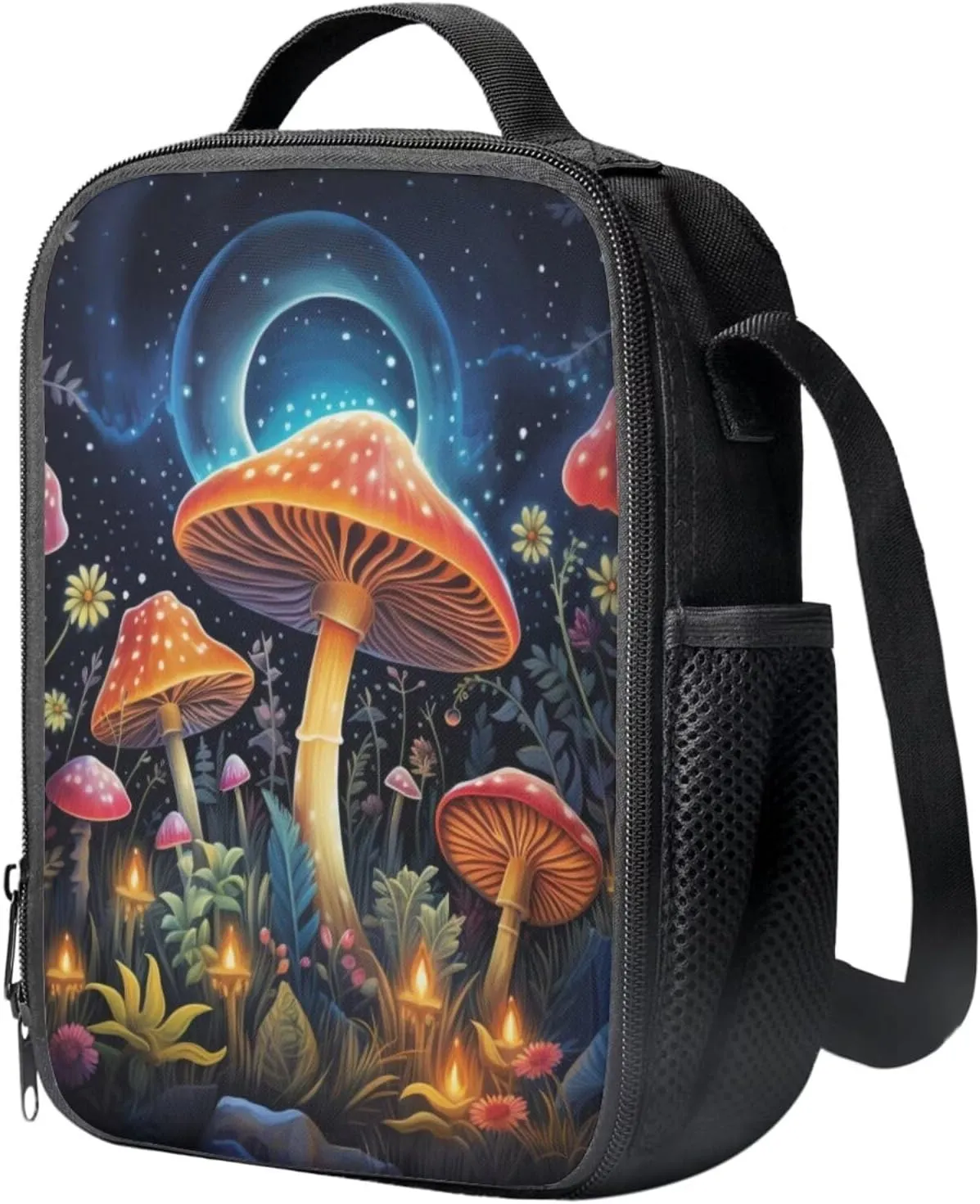 Retro Mushroom Backpack Set for Boys 6-8 Lightweight Bookbag for Middle School, Waterproof Shoulder Bag with Adjustable Strap for Primary Outdoor/Travel/Hiking/Cycling