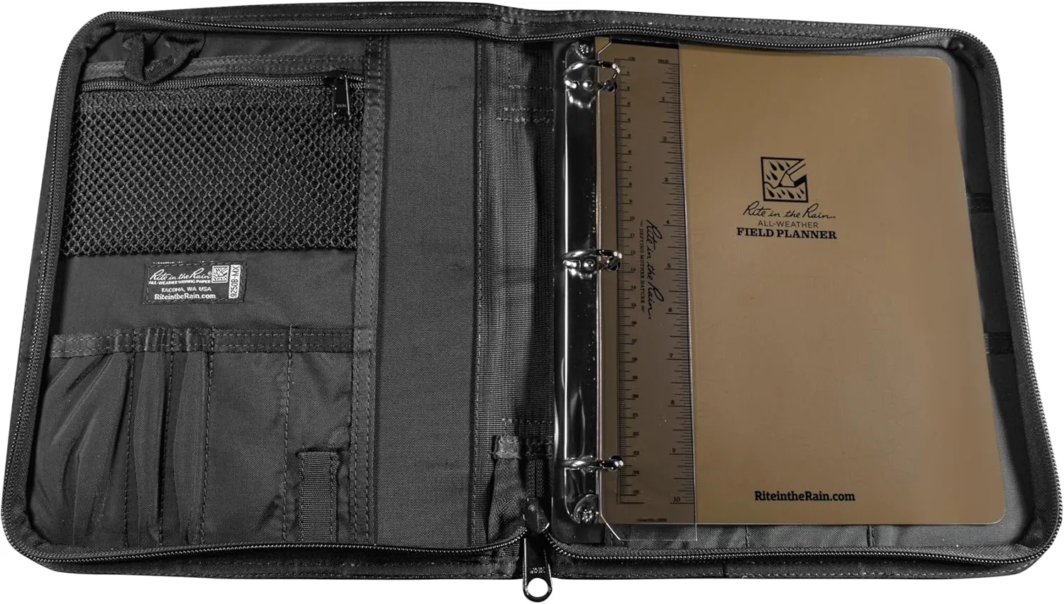 Rite in the Rain Weatherproof Starter Field Planner Kit, Black CORDURA fabric Cover, 1" Ring Binder, Ruler / Writing Guard (No. 9250B-MX)