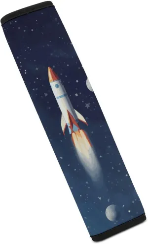 Rocket in Space Auto Seat Belt Cover 1PCS Universal Car Seat Belt Shoulder Protector Pad, Protect Your Shoulders and Neck for Car Seat Belt, Shoulder Bag, Backpack