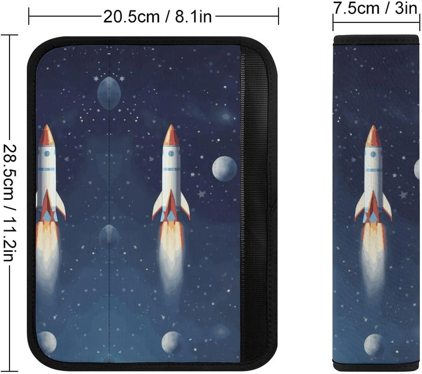Rocket in Space Auto Seat Belt Cover 1PCS Universal Car Seat Belt Shoulder Protector Pad, Protect Your Shoulders and Neck for Car Seat Belt, Shoulder Bag, Backpack