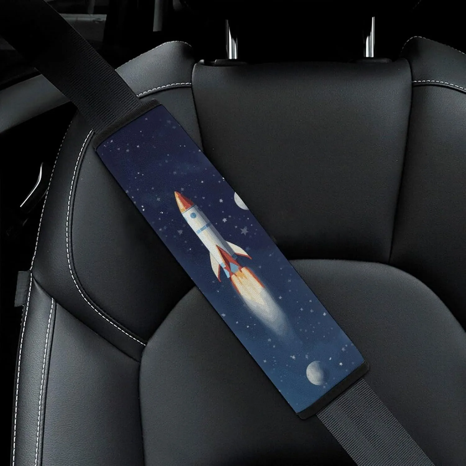 Rocket in Space Auto Seat Belt Cover 1PCS Universal Car Seat Belt Shoulder Protector Pad, Protect Your Shoulders and Neck for Car Seat Belt, Shoulder Bag, Backpack