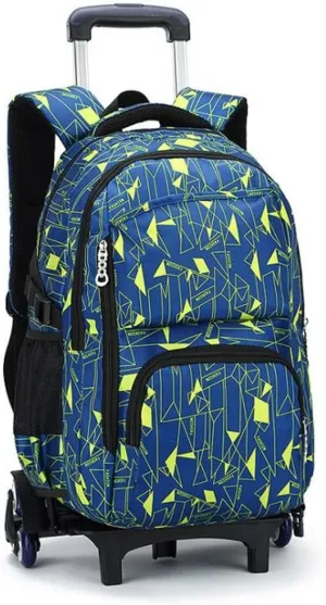Rolling High-Capacity School Bag Backpacks for Students Climbing Stairs Six Wheels Yellow
