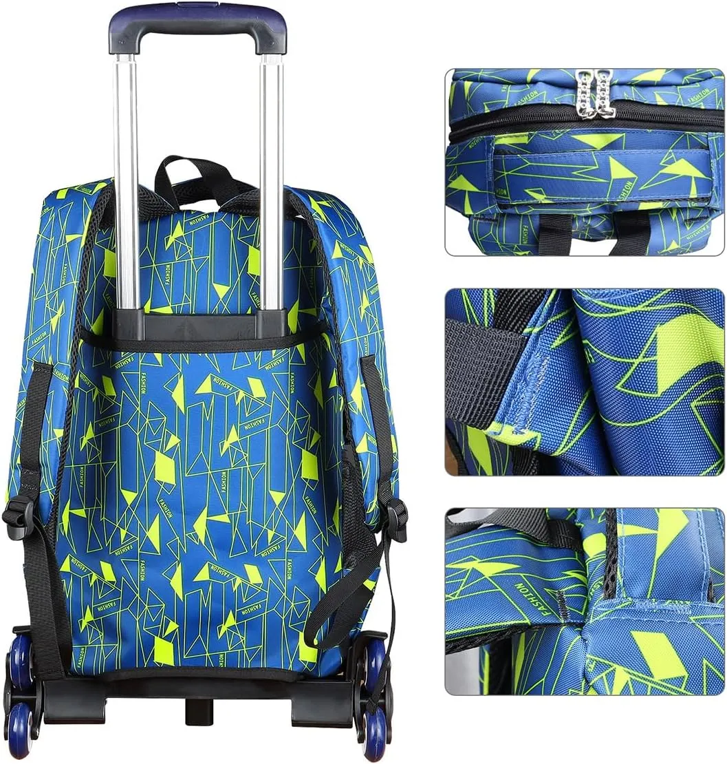 Rolling High-Capacity School Bag Backpacks for Students Climbing Stairs Six Wheels Yellow
