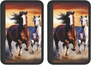 Running Horses Car Seat Belt Pad 2 Pack Universal Fit Seatbelt Cover Soft and Comfortable Backpack Shoulder Pad Adjustable Neck Cushion Protector Harness Pad for Car Bag