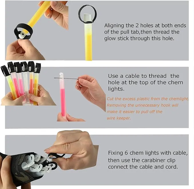 SABADO Tactical Chem Lights with Holders and Carabiner Clip, 6 Ultra Bright Glow Sticks with 12 Hour Duration for Camping Fishing and Hunting
