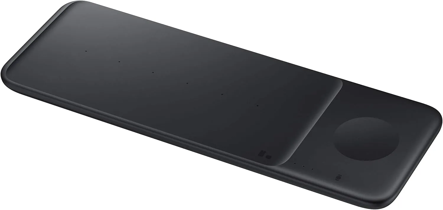 Samsung Electronics Wireless Charger Trio, Qi Compatible - Charge up to 3 Devices at Once - for Galaxy Phones, Buds, Watches, and Apple iPhone Devices, Black (US Version)