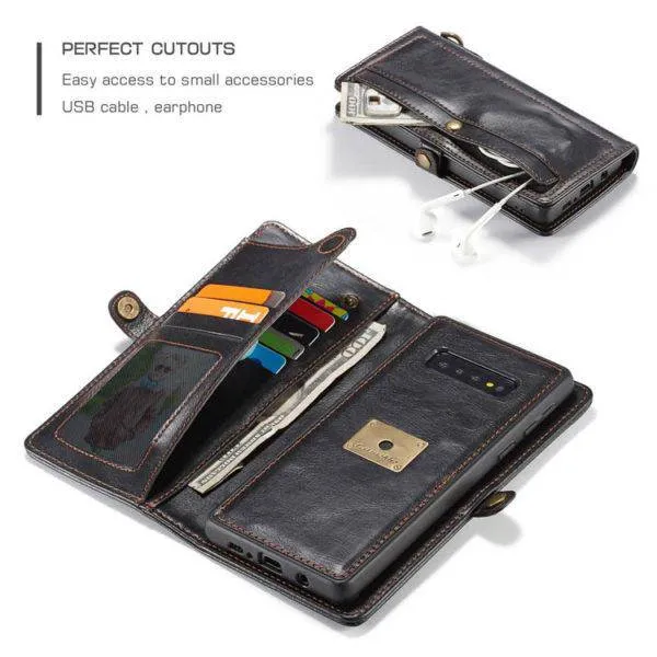 Samsung  Wallet Magnetic Case With Wrist Strap Detachable 2 in 1 Back Cover