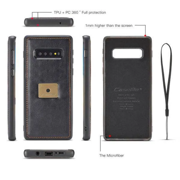 Samsung  Wallet Magnetic Case With Wrist Strap Detachable 2 in 1 Back Cover