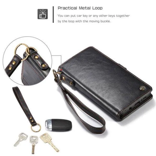 Samsung  Wallet Magnetic Case With Wrist Strap Detachable 2 in 1 Back Cover