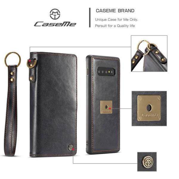 Samsung  Wallet Magnetic Case With Wrist Strap Detachable 2 in 1 Back Cover
