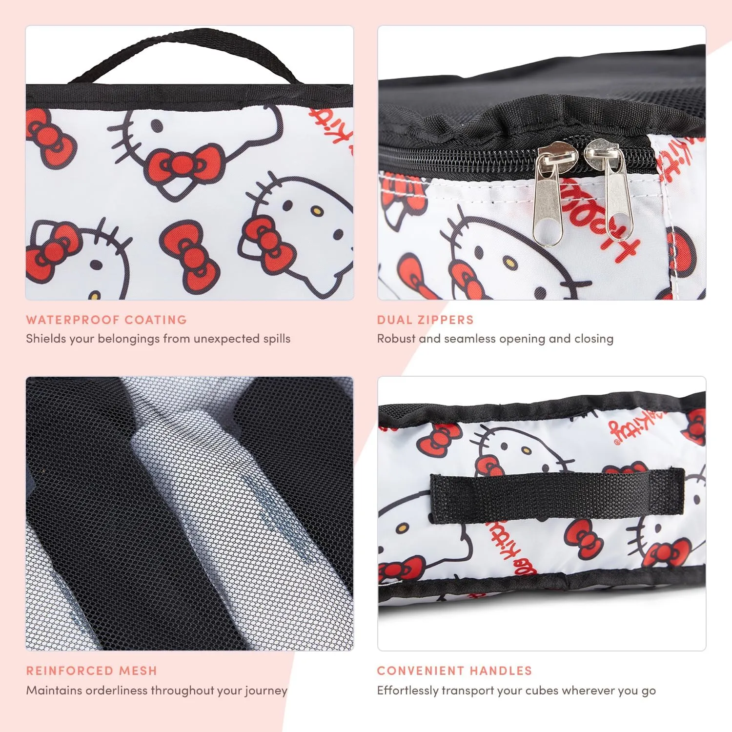 Sanrio's Hello Kitty Packing Cubes - 5 Piece Packing Cube Bags - Travel Essentials - Suitcase Luggage Organizer Set - Hello Kitty and Friends, My Melody, Kerromi, Kerropi, Badtz-Maru (Hello Kitty)