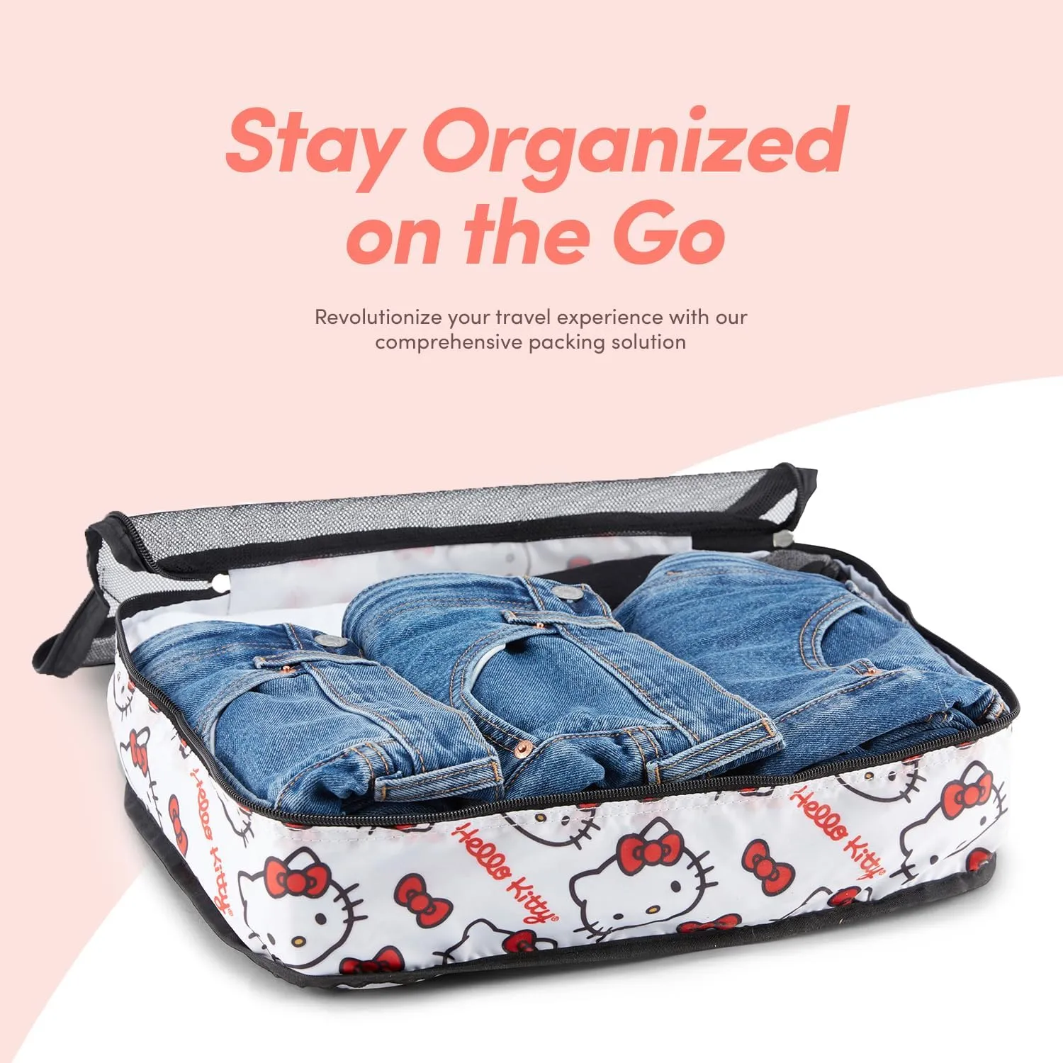 Sanrio's Hello Kitty Packing Cubes - 5 Piece Packing Cube Bags - Travel Essentials - Suitcase Luggage Organizer Set - Hello Kitty and Friends, My Melody, Kerromi, Kerropi, Badtz-Maru (Hello Kitty)