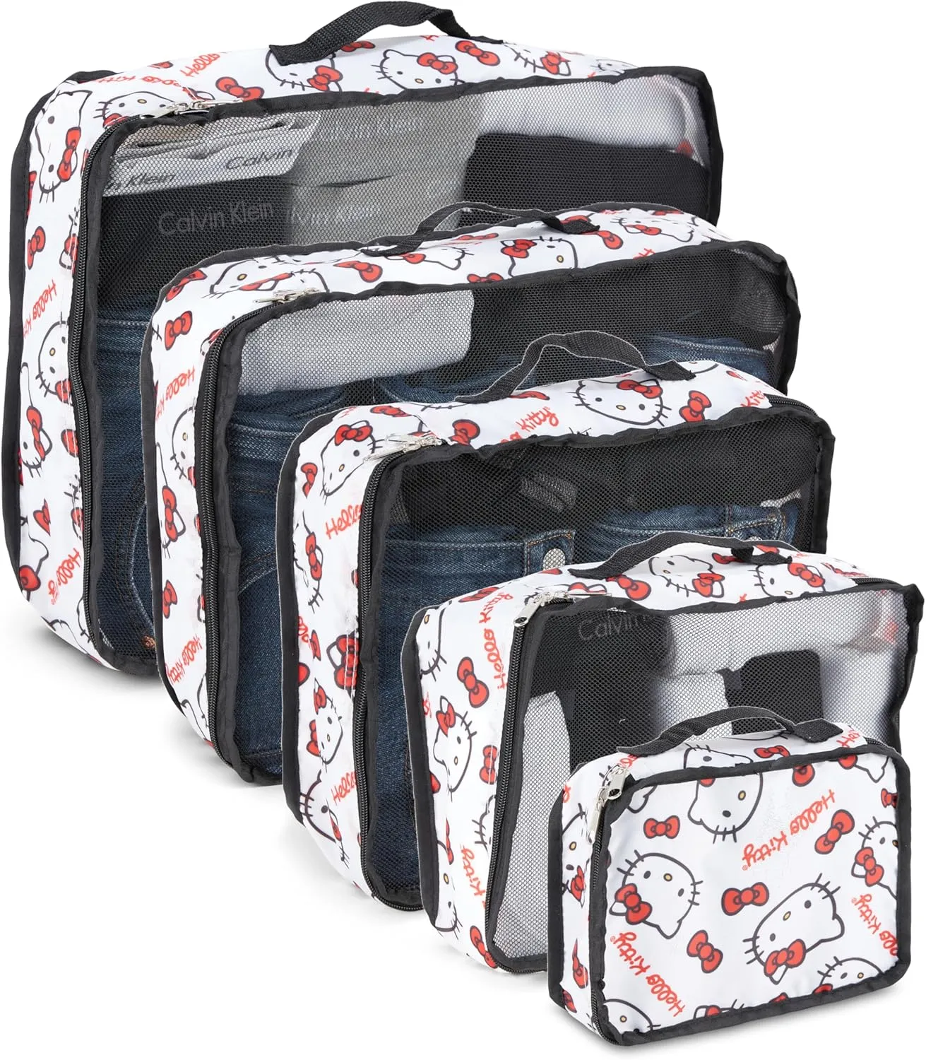 Sanrio's Hello Kitty Packing Cubes - 5 Piece Packing Cube Bags - Travel Essentials - Suitcase Luggage Organizer Set - Hello Kitty and Friends, My Melody, Kerromi, Kerropi, Badtz-Maru (Hello Kitty)
