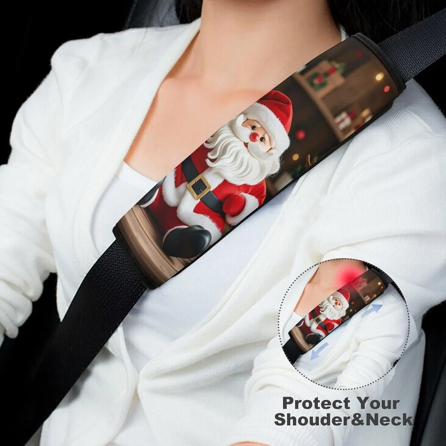 Santa Claus Doll Reindeer Model Auto Seat Belt Cover 2PCS Universal Car Seat Belt Shoulder Protector Pad, Protect Your Shoulders and Neck for Car Seat Belt, Shoulder Bag, Backpack