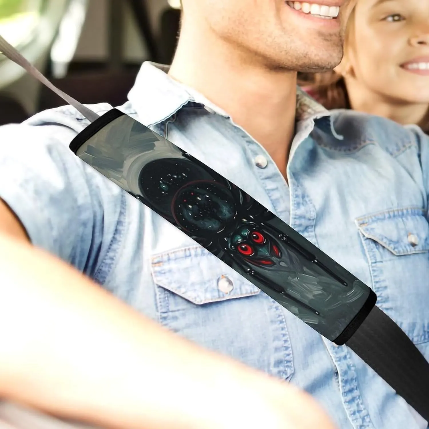 Scary Spider Auto Seat Belt Cover 2PCS Universal Car Seat Belt Shoulder Protector Pad, Protect Your Shoulders and Neck for Car Seat Belt, Shoulder Bag, Backpack