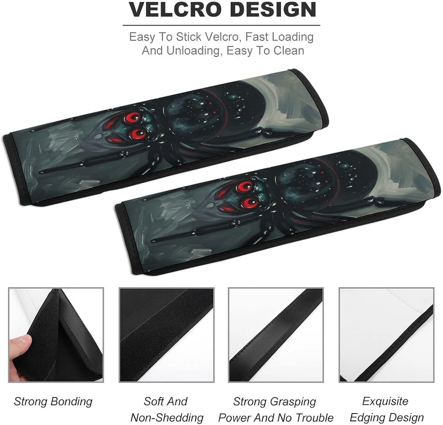 Scary Spider Auto Seat Belt Cover 2PCS Universal Car Seat Belt Shoulder Protector Pad, Protect Your Shoulders and Neck for Car Seat Belt, Shoulder Bag, Backpack
