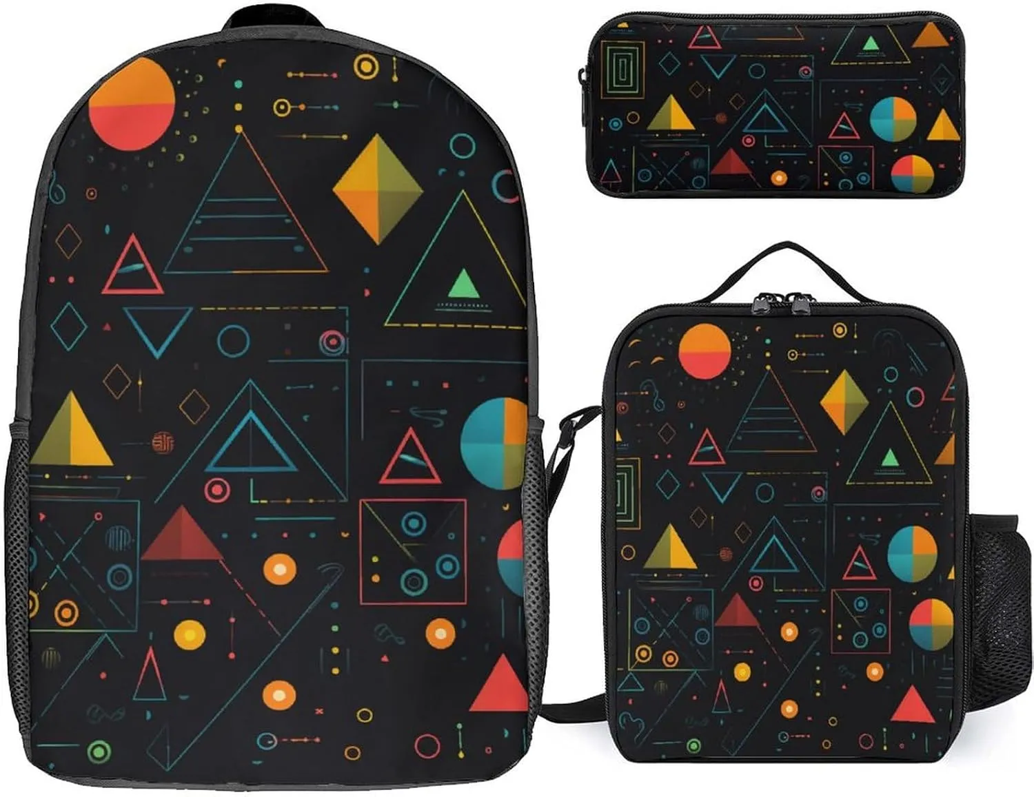 Science Formulas Chalk Board Backpack Adjustable Shoulder Daypack Laptop Bag with Lunch Box and Pencil Case 3 in 1 Set