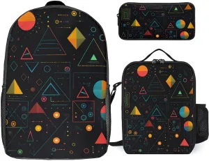 Science Formulas Chalk Board Backpack Adjustable Shoulder Daypack Laptop Bag with Lunch Box and Pencil Case 3 in 1 Set
