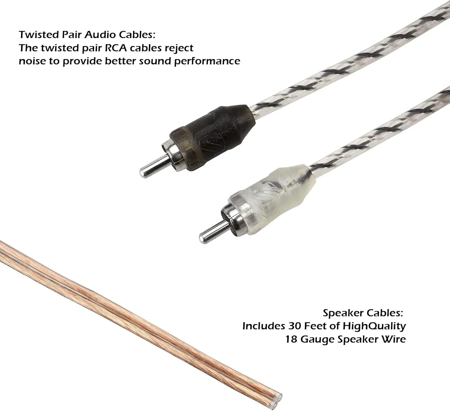 Scosche Install Centric ICAK8 True 8 Gauge Hybrid OFC 2-Channel High Current Amplifier Wiring Kit Complete Car Amp Kit Twisted Pair Audio Cables, In-Line Fuse Holder