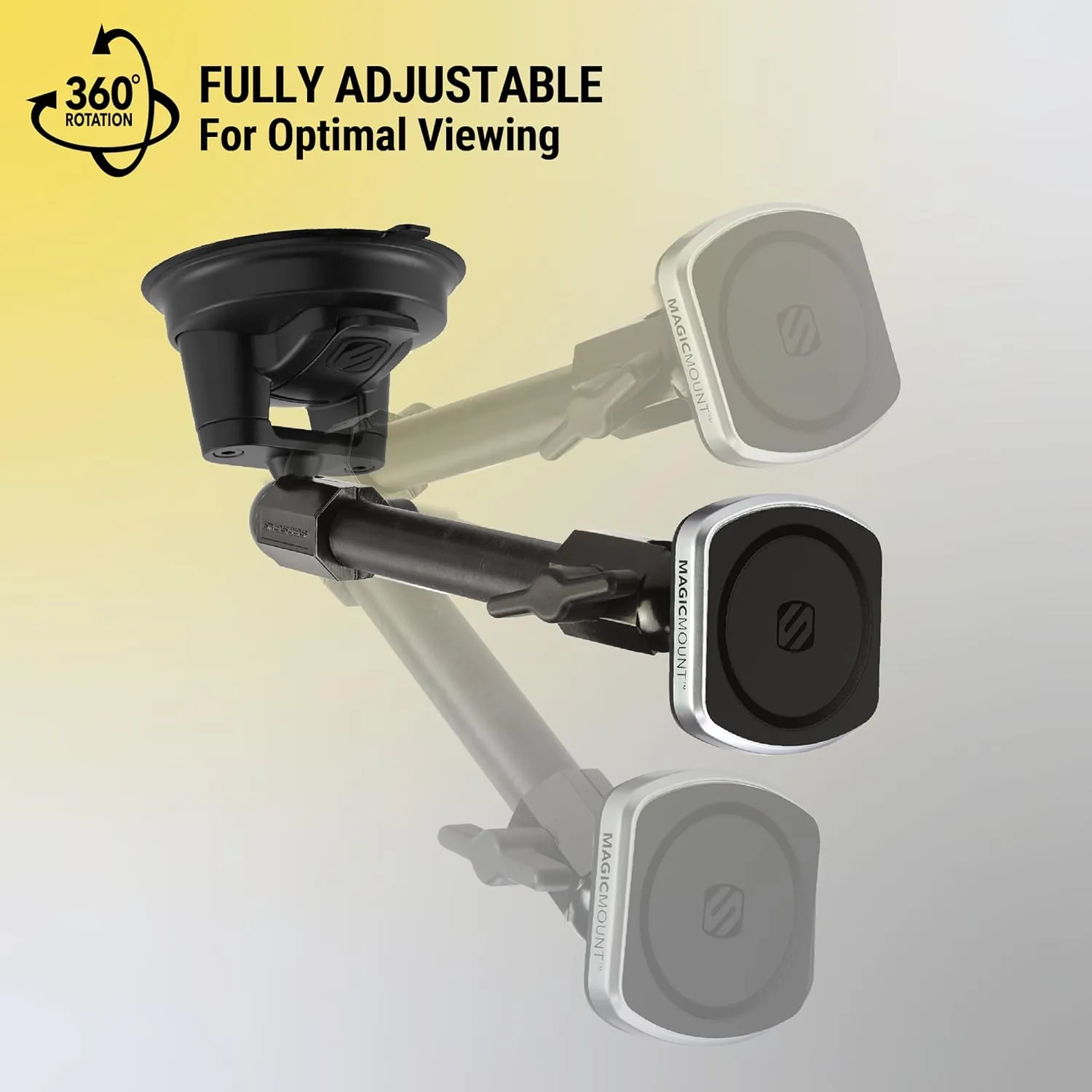 SCOSCHE MP2WD2HD MagicMount™ Pro2 XL Heavy Duty, Strong Suction Cup Cell Phone Mount with Long Arm Windshield/Dashboard Phone Holder and Anti-Shake Stabilizer for iPhone, Android, Tablet, Car, Truck