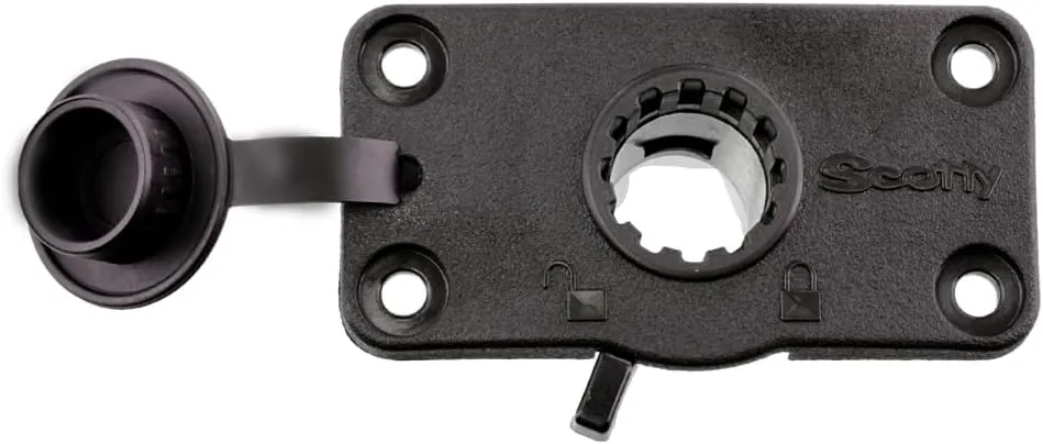Scotty #244L-BK Locking Flush Deck Mount w/ Rain Cap (Black)