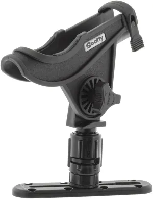 Scotty #282-BK Baitcaster Rod Holder with Gear and Rail (Black)