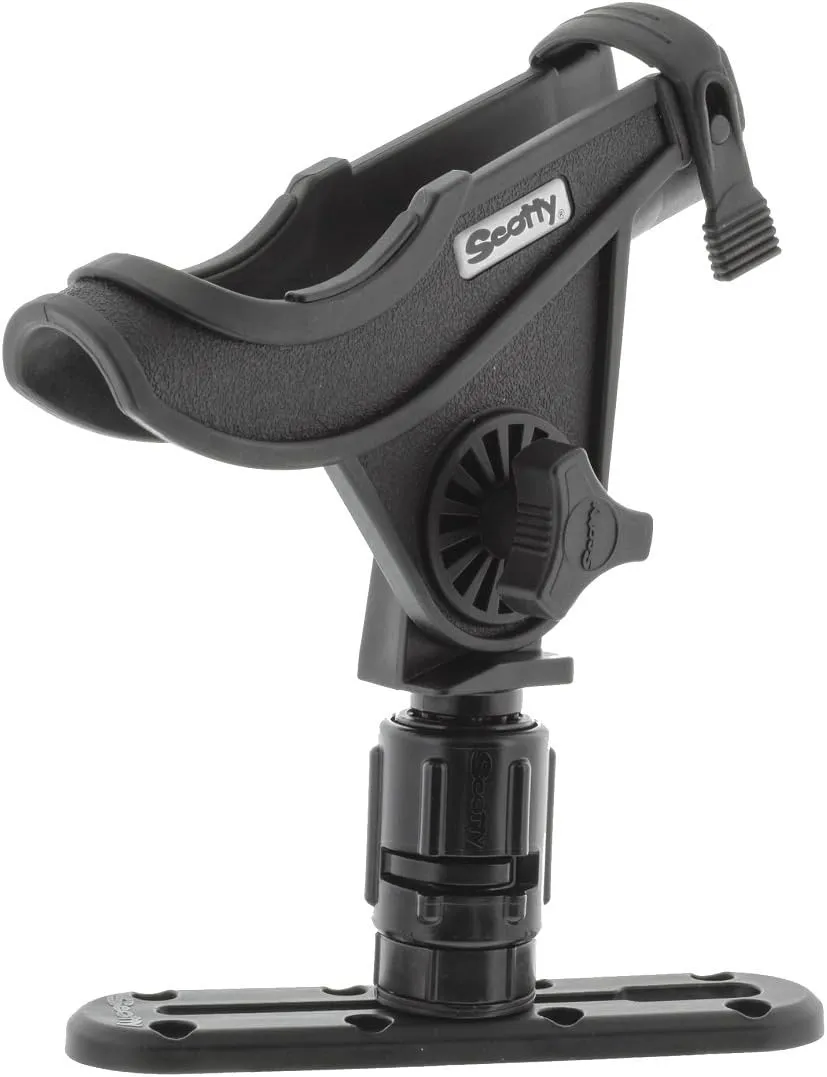 Scotty #282-BK Baitcaster Rod Holder with Gear and Rail (Black)