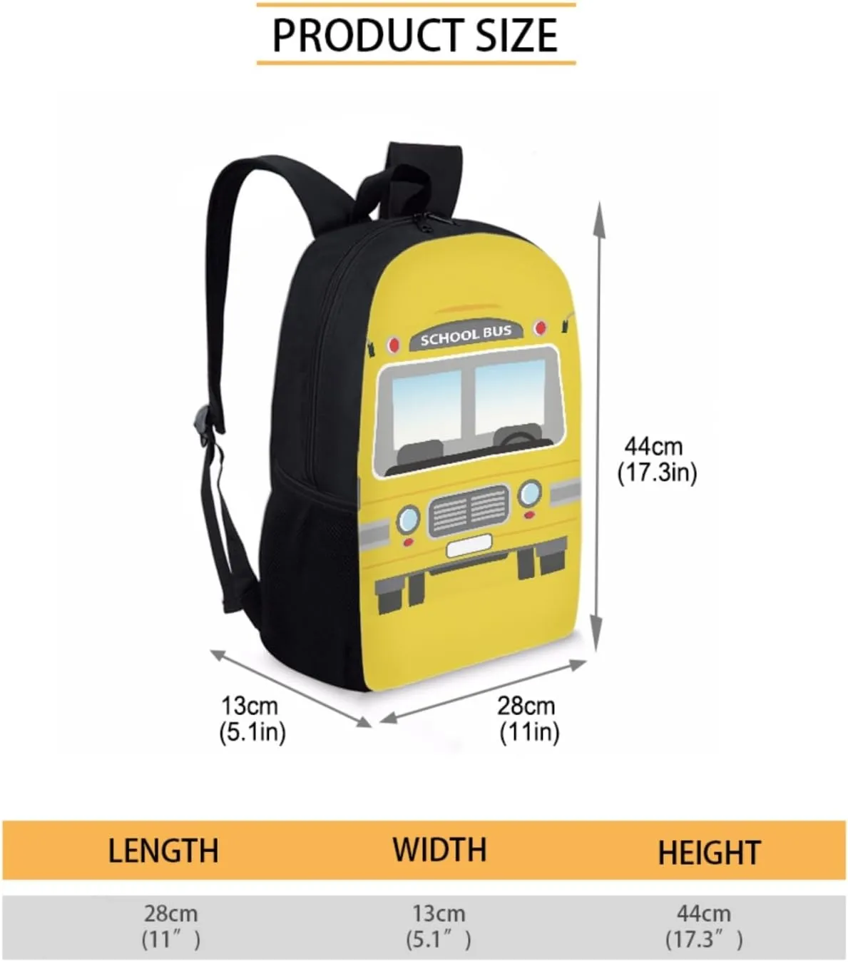 SEANATIVE 3Pcs/Sets School Bag for Teen Girls Boys Large Book Bags with Lunch Box Pencil Case Yellow School Bus Print Children School Shoulder Backpack