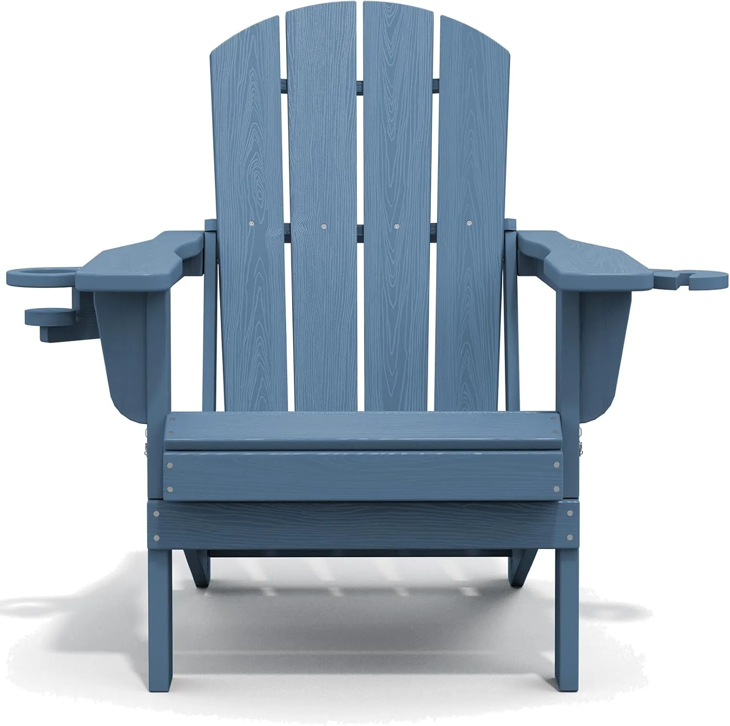 SERWALL Folding Adirondack Chair, HDPE Adirondack Chairs Set of 2, Plastic Outdoor Chairs- Looks Exactly Like Real Wood- Navy