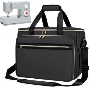 Sewing Machine Carrying Case with Removable Bottom Padding, Sewing Machine Bag Fits Most Standard Sewing Machines and Storage Sewing Accessories, for Singer, Brother, Janome, Black