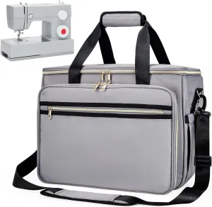 Sewing Machine Carrying Case with Removable Bottom Padding, Sewing Machine Bag Fits Most Standard Sewing Machines and Storage Sewing Accessories, for Singer, Brother, Janome, Gray